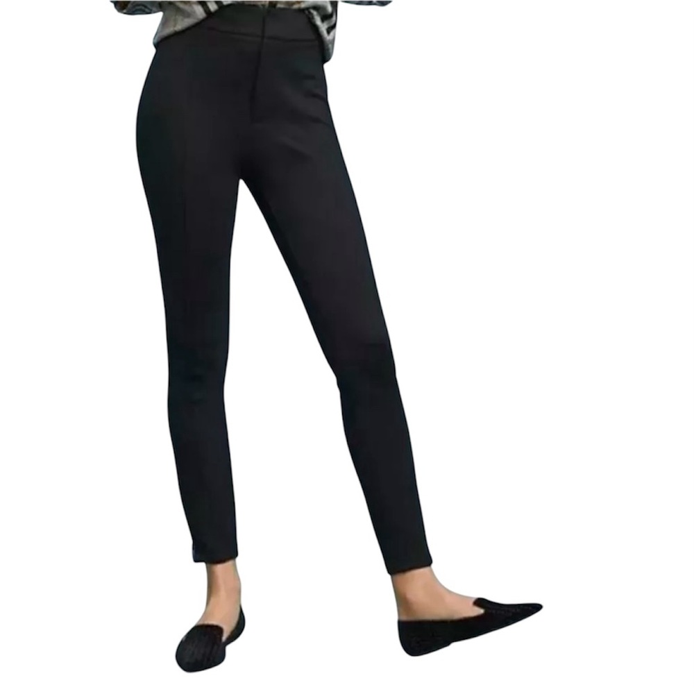 Anthropologie Size 2 Essential Slim Black Front Seam Ponte Pants Ankle Zippers